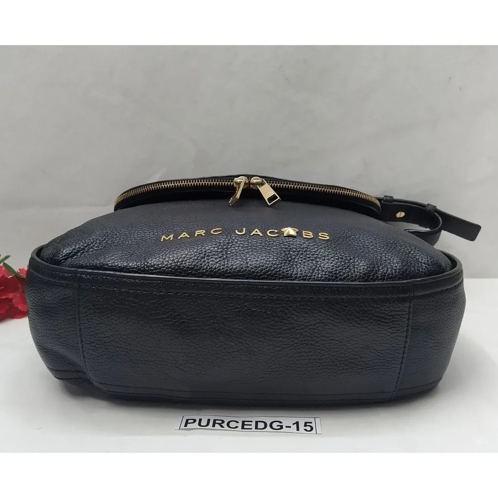 Marc Jacobs The Groove Black Pebbled Leather Flap Closure Hobo Shoulder Bag